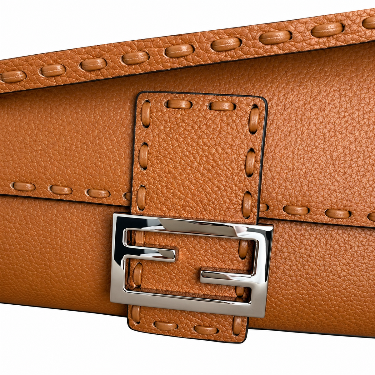 Fendi FF Shoulder Bag – Jacquard Canvas & Leather Trim, Flap Closure, 26cm