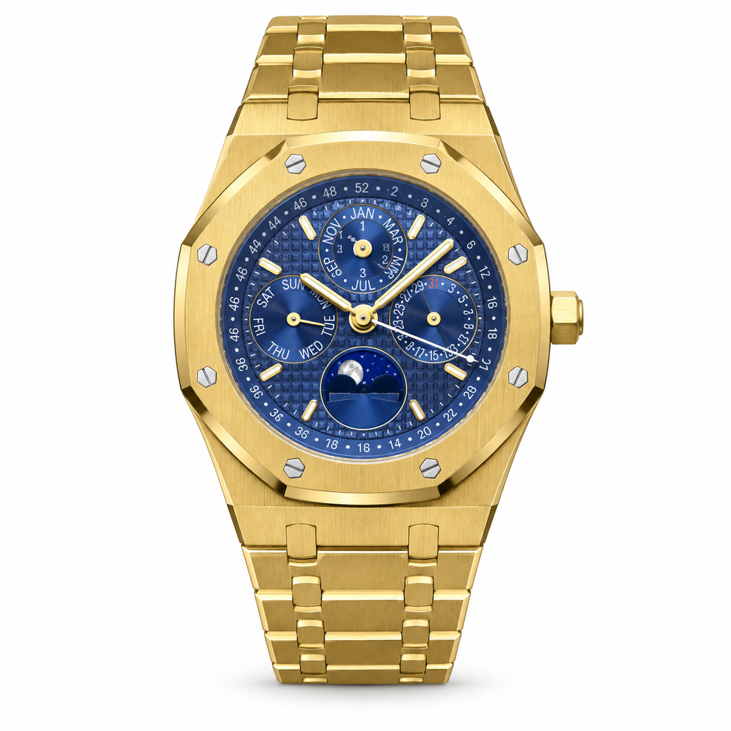 Audemars Piguet Royal Oak Perpetual Calendar Moon Phase Yellow Gold Blue