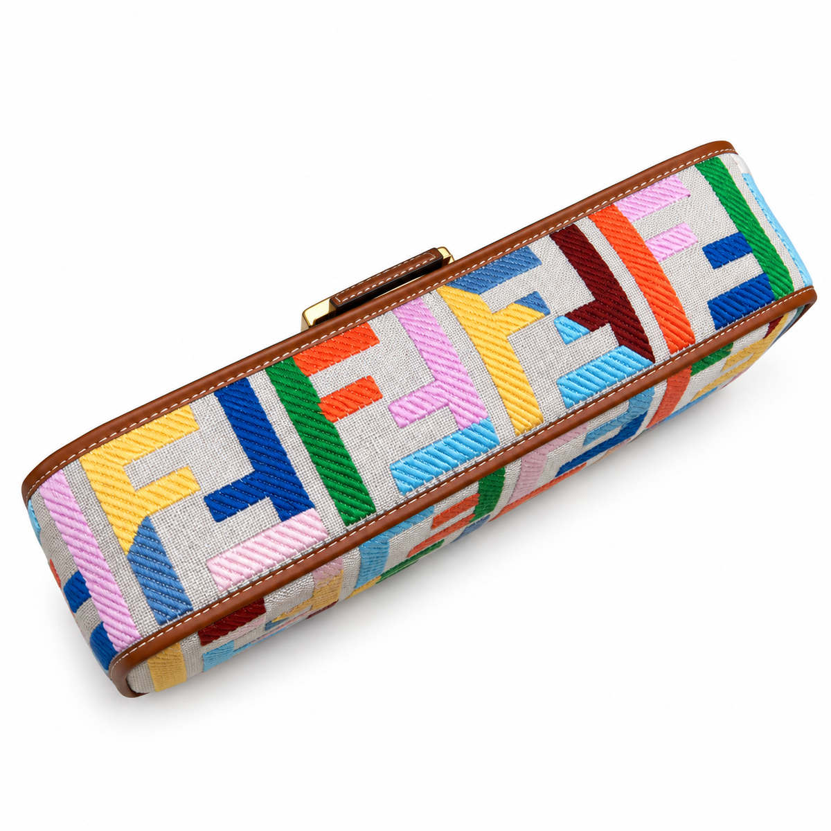Fendi FF Shoulder Bag – Jacquard Canvas & Leather Trim, Flap Closure, 26cm