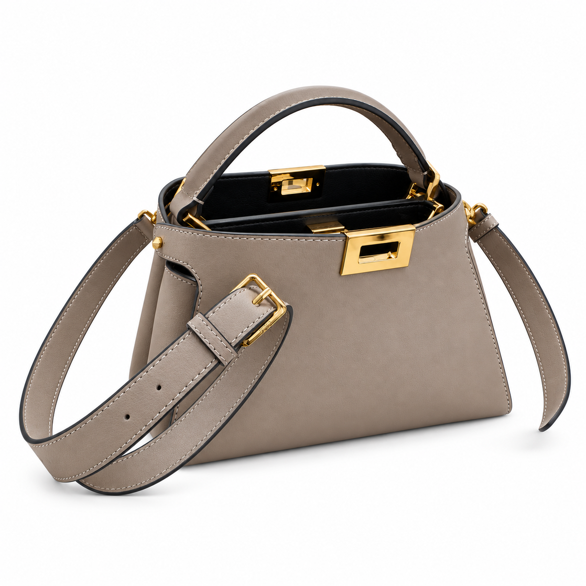 Fendi FF Logo Leather Flap Crossbody Bag 27x21x9.5cm