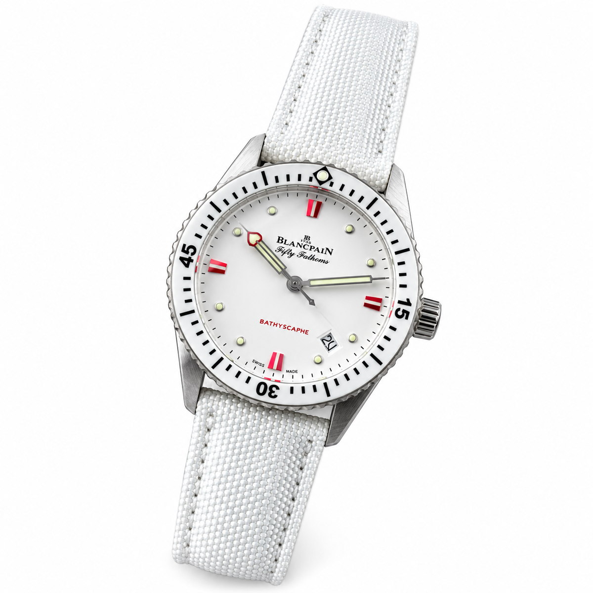 Blancpain Fifty Fathoms Bathyscaphe Heart White Dial Watch