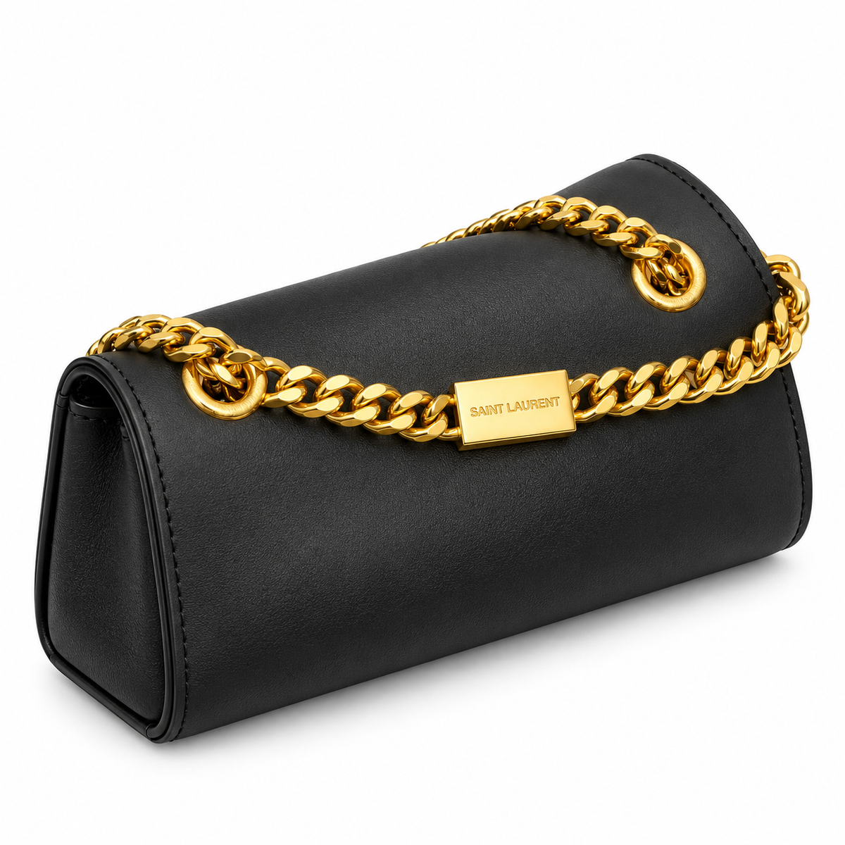 YSL Saint Laurent Kate Chain Bag in Black Smooth Leather with Gold Tassel