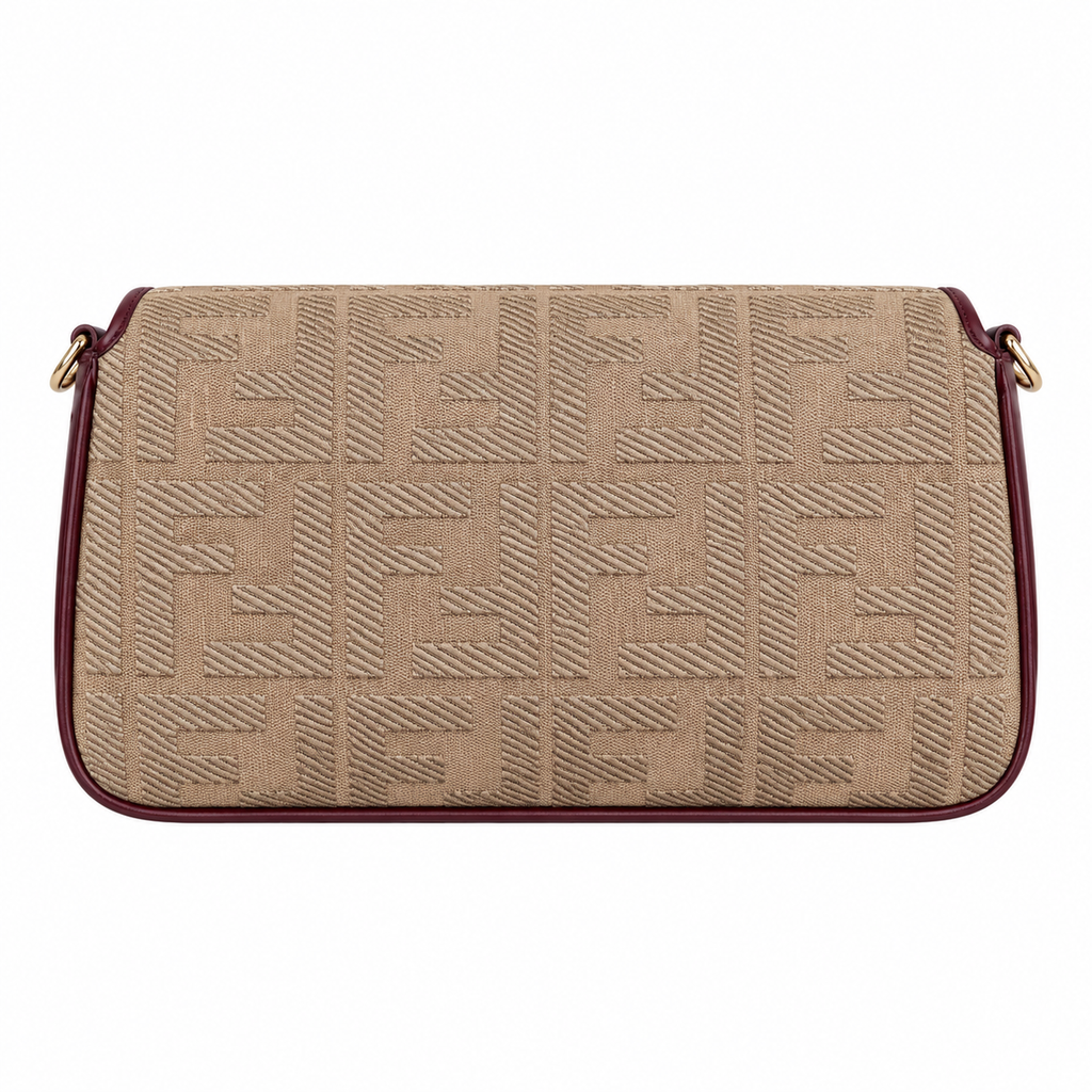 Fendi FF Shoulder Bag – Jacquard Canvas & Leather Trim, Flap Closure, 26cm