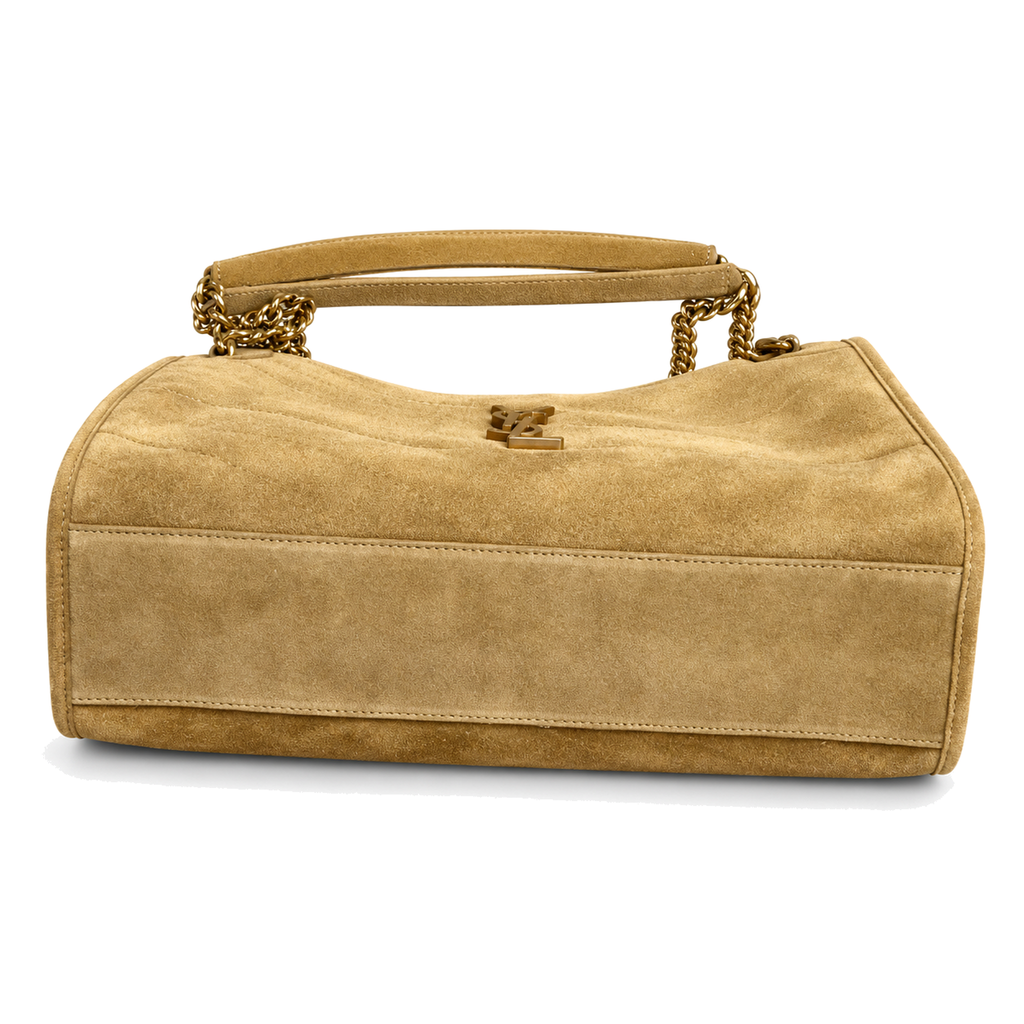 YSL Saint Laurent Nolita Quilted Suede Tote – Sand