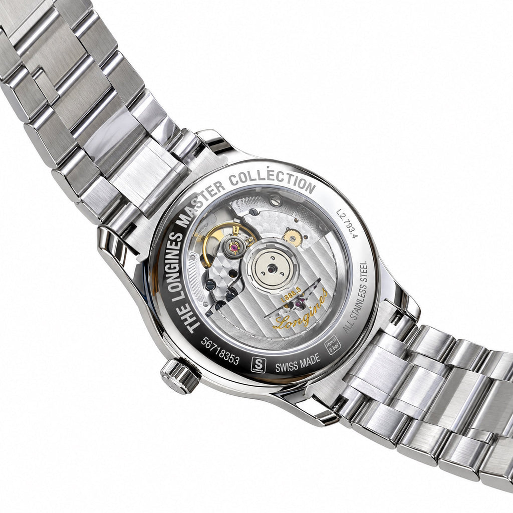 Longines Master Collection Grey Diamond Dial Date Steel Bracelet Watch