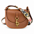 Burberry Cognac Saddle Bag with Heritage Check Strap