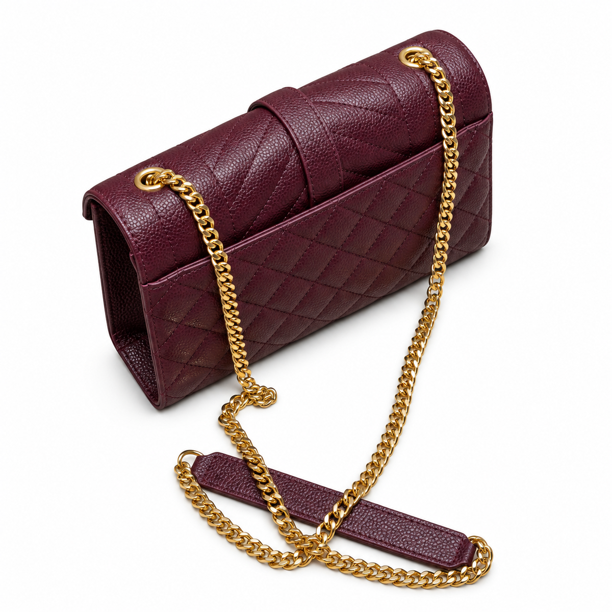 Saint Laurent Envelope Medium Chain Bag in Bordeaux