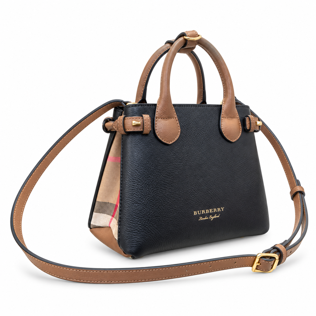 Burberry Black & Tan Contrast Top Handle Bag