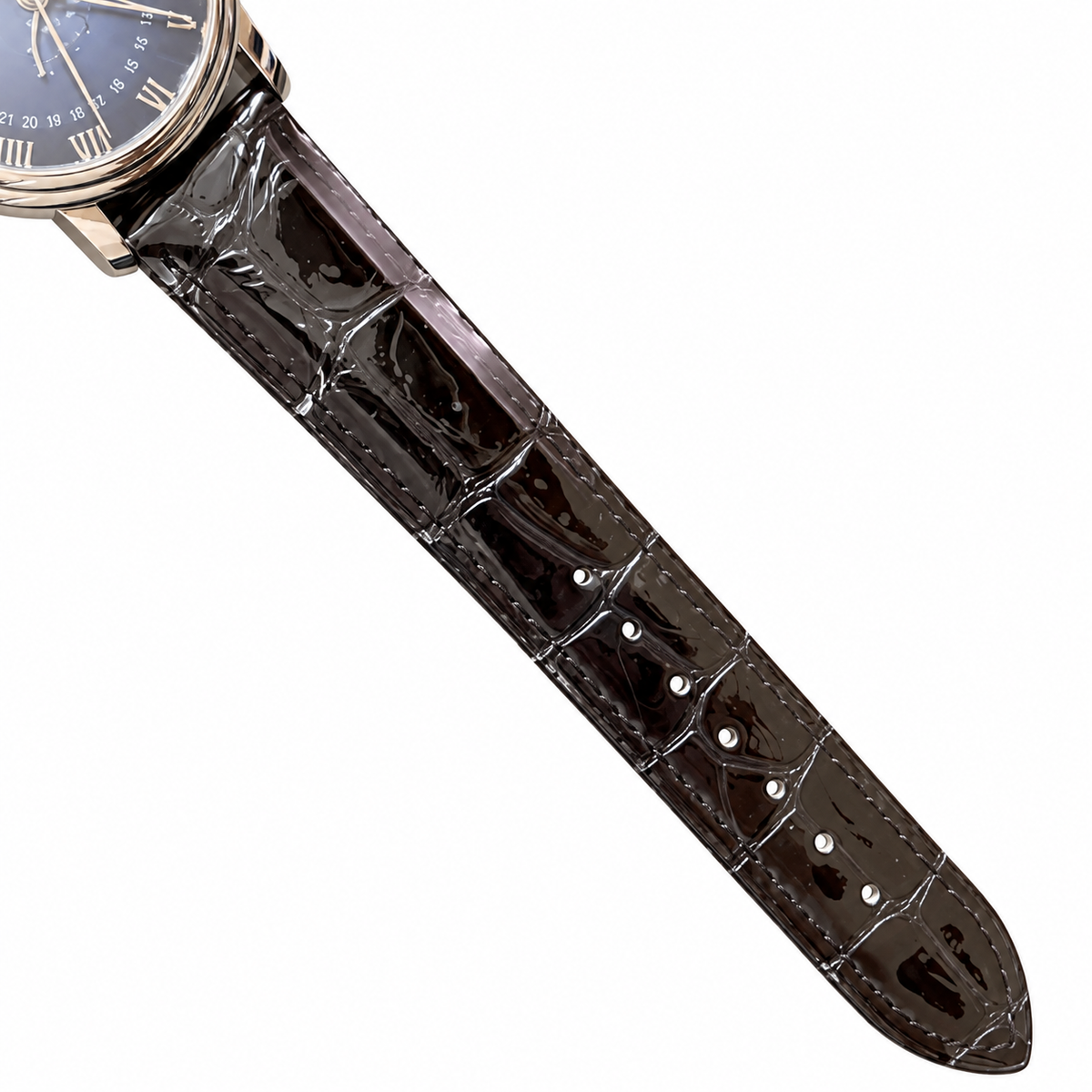 Blancpain Villeret Moonphase Full Calendar Rose Gold Blue Dial Grey Alligator Watch