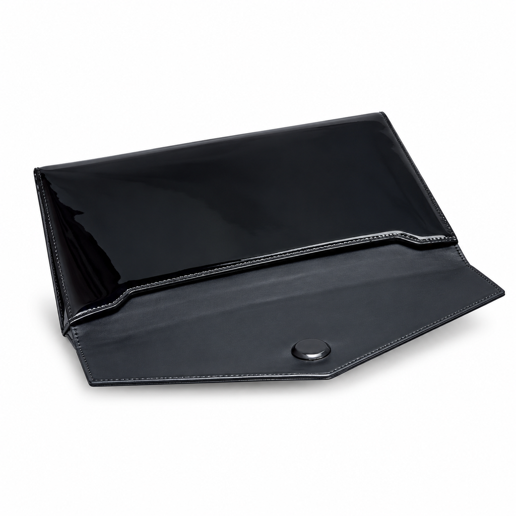 YSL Saint Laurent Cassandre Envelope Clutch in Black Patent Leather