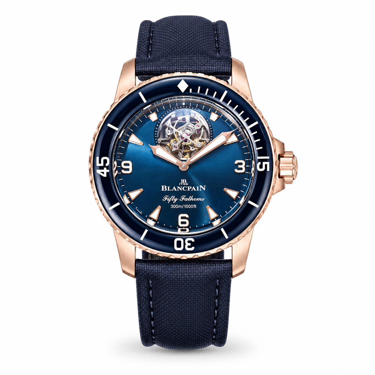 Blancpain Fifty Fathoms Tourbillon Rose Gold Blue Dial Watch