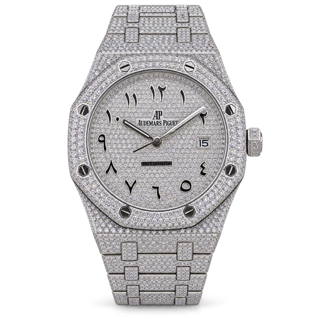 Audemars Piguet Royal Oak Full Diamond Pave Steel Arabic Numeral Dial