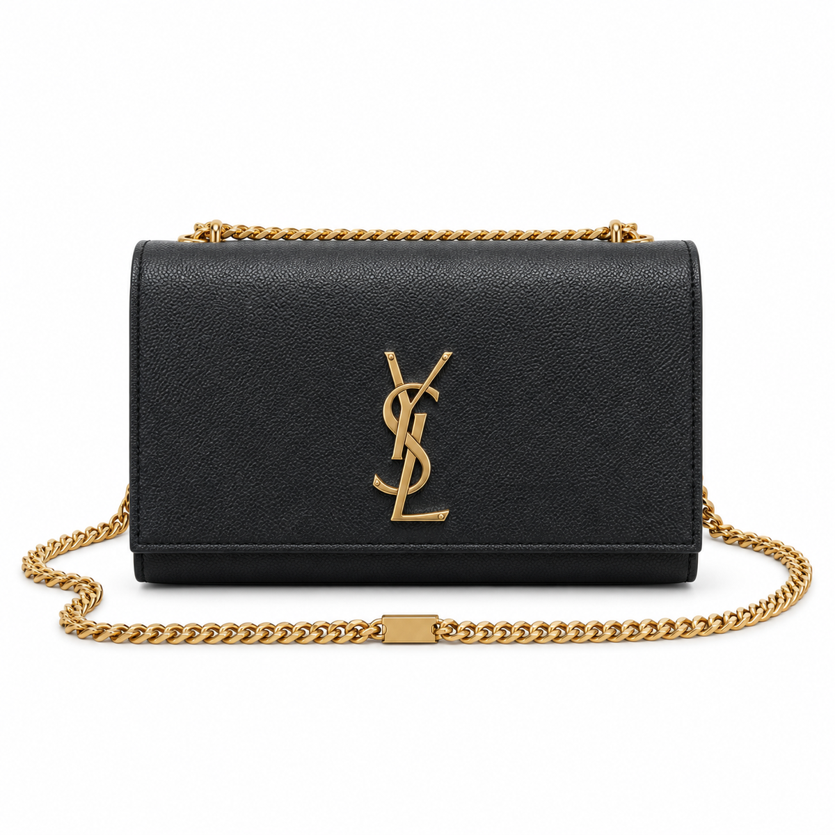 Saint Laurent YSL Kate Chain Bag – Black Grained Leather