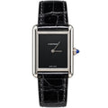 Cartier Tank Must Large — Steel, Black Lacquer Dial, No Numerals & Black Alligator Strap, Quartz