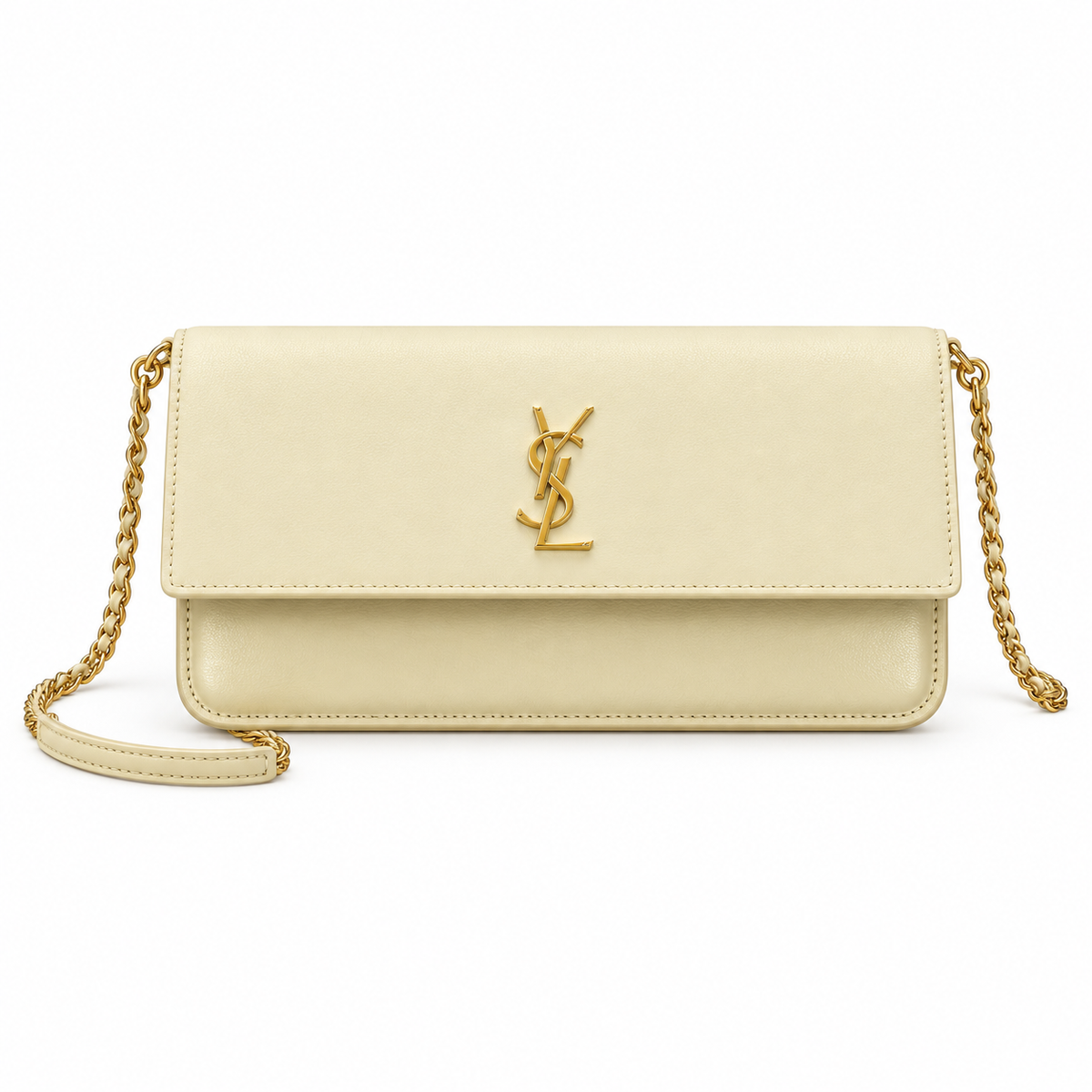 Saint Laurent Kate Chain Wallet Bag in Ivory