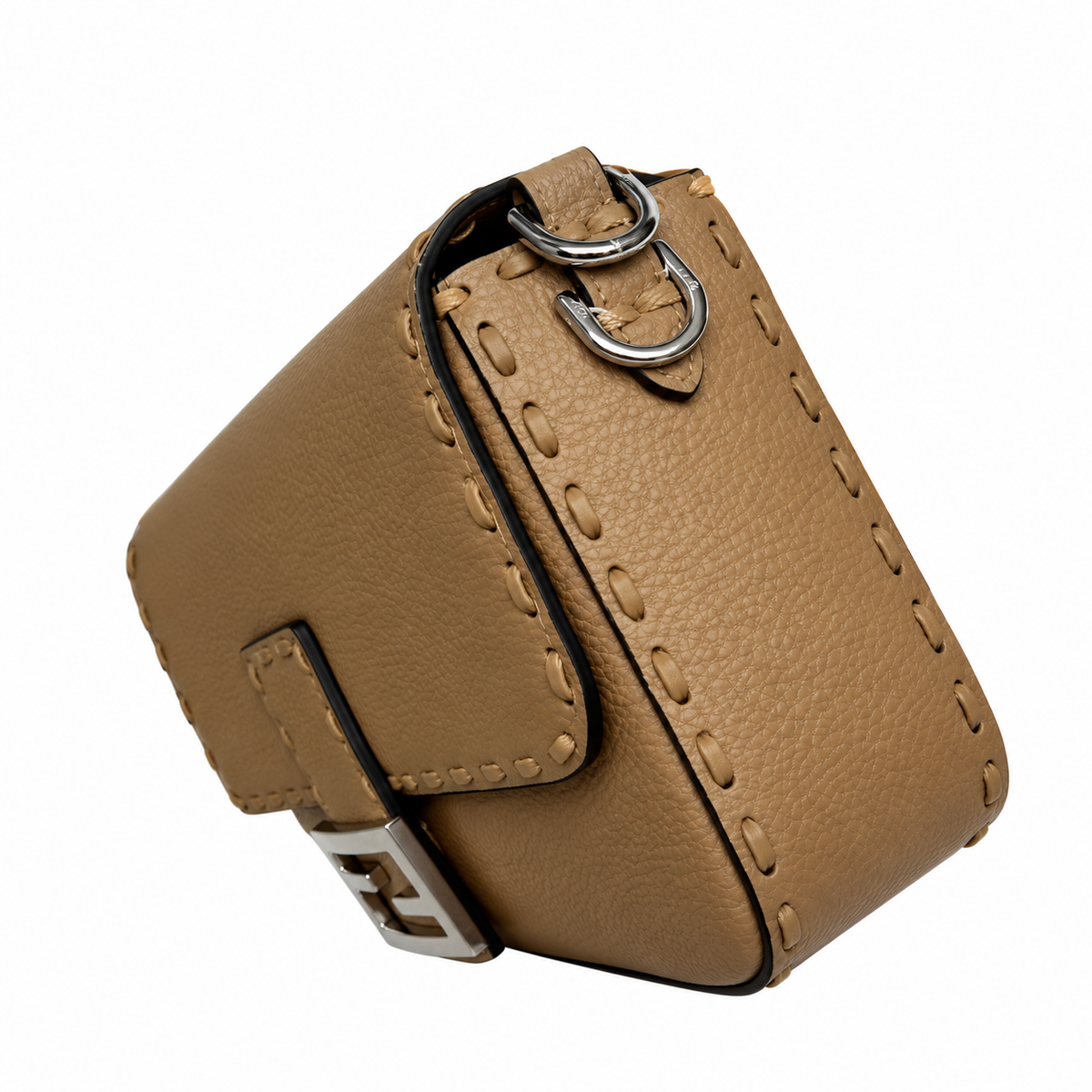 Fendi FF Shoulder Bag – Jacquard Canvas & Leather Trim, Flap Closure, 26cm