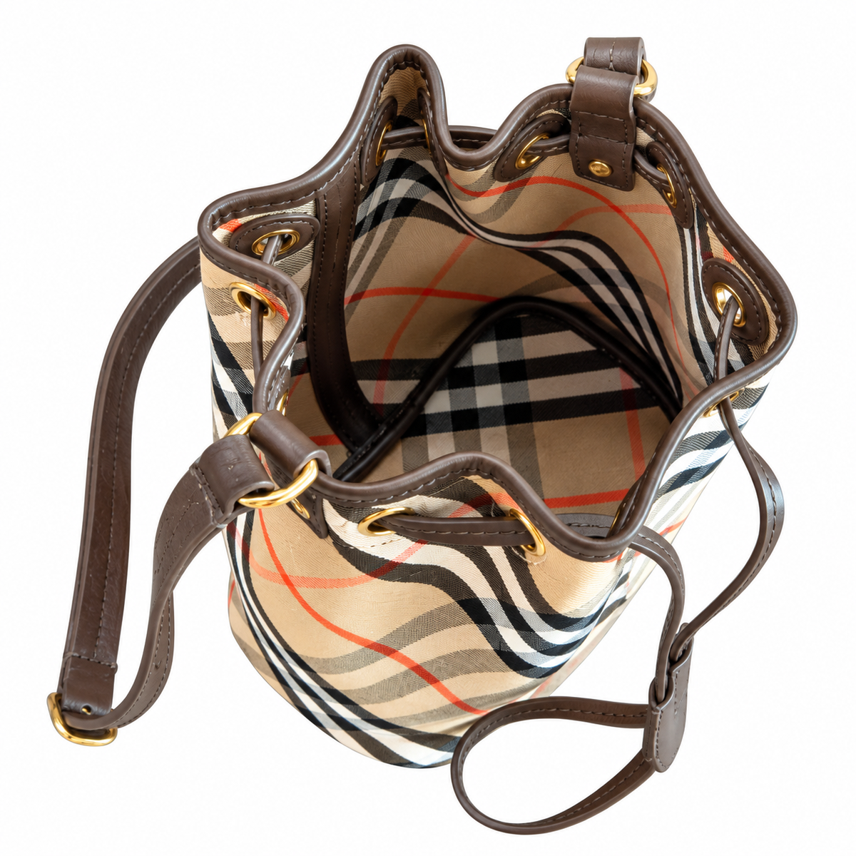 Burberry Heritage Beige Check Bucket Bag
