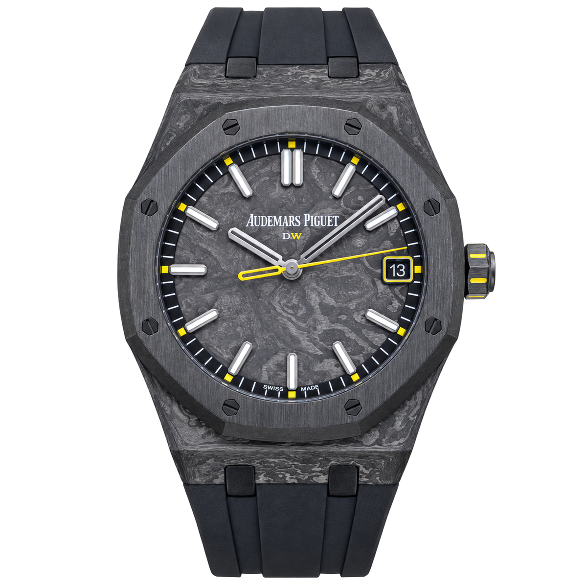 Audemars Piguet Royal Oak Forged Carbon Watch with Yellow Accents