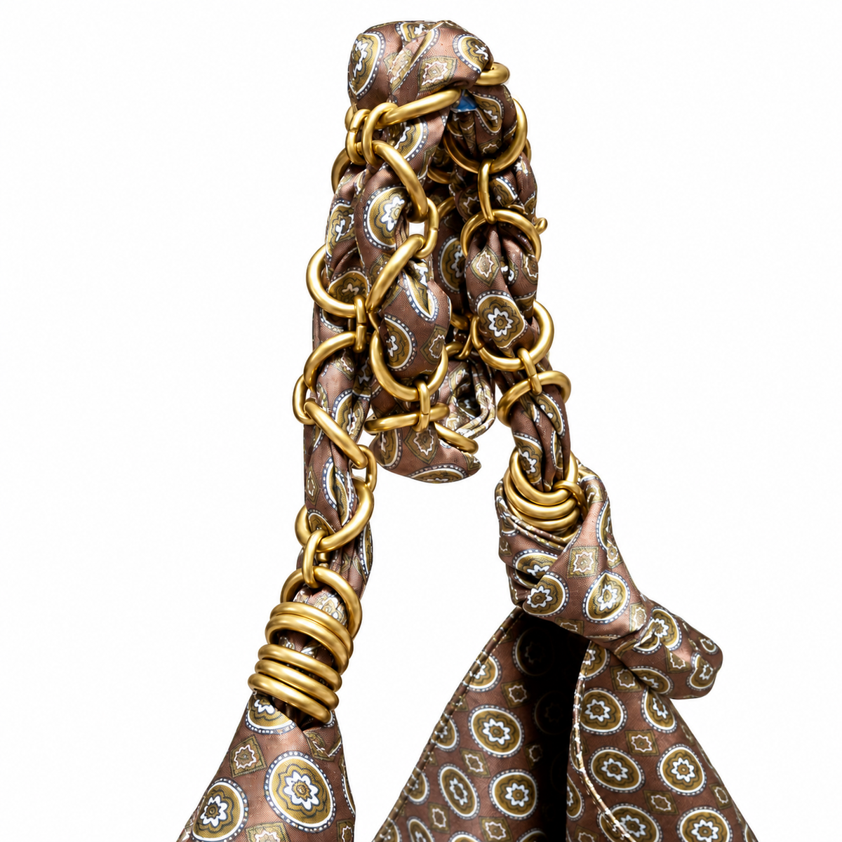 YSL Saint Laurent Squchy Hobo Bag in Brown Floral Print Satin