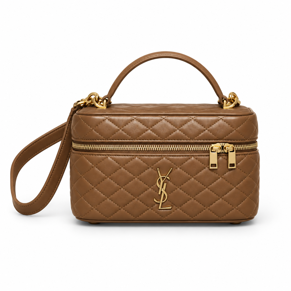 YSL Gaby Vanity Bag Caramel Tan Quilted Lambskin Saint Laurent