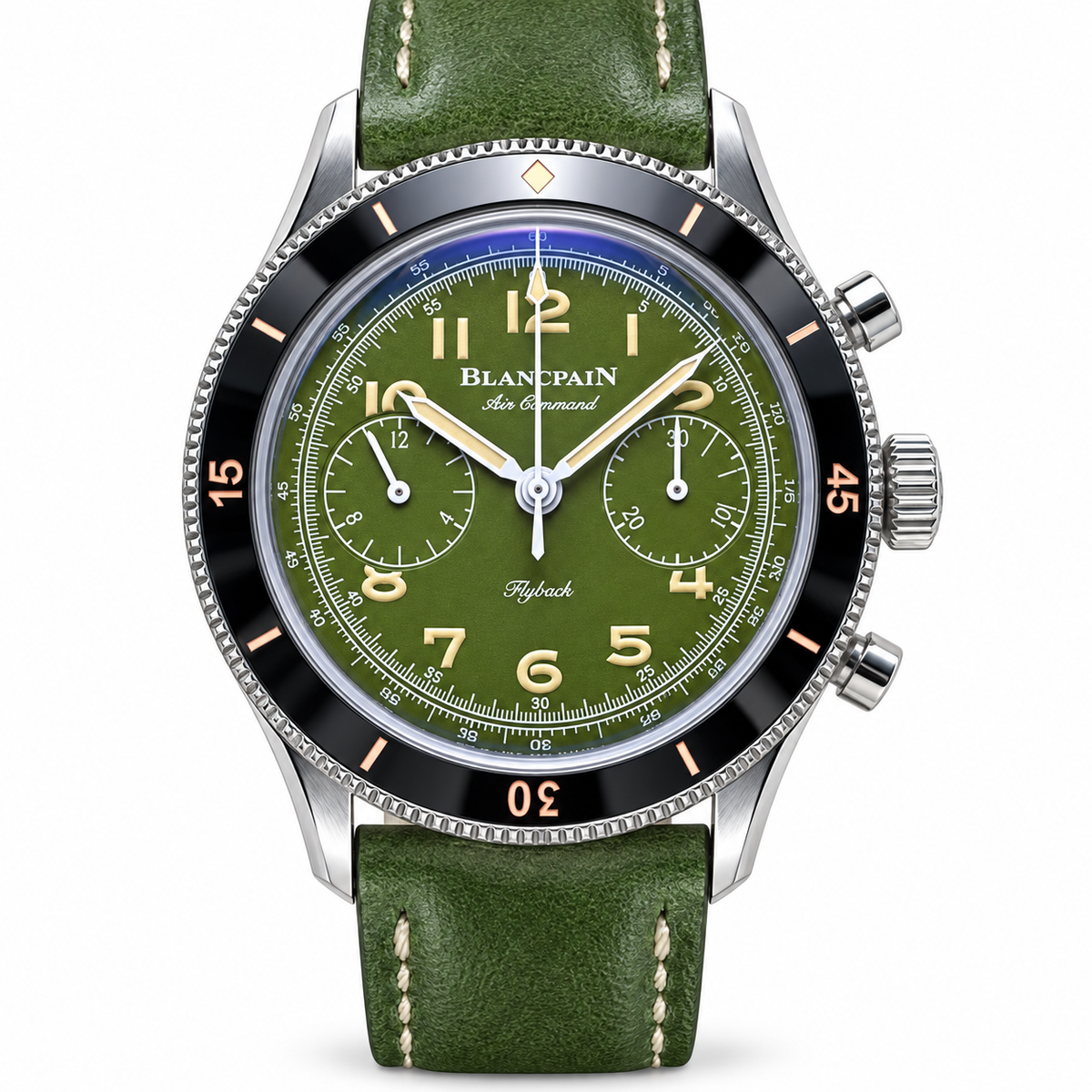 Blancpain Air Command Flyback Chronograph Steel Green Dial Watch