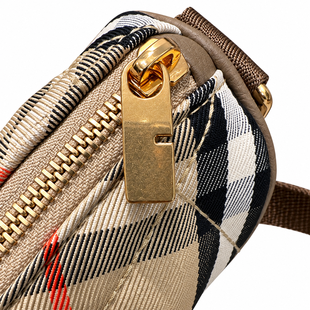 Burberry Heritage Check Crescent Shoulder Bag