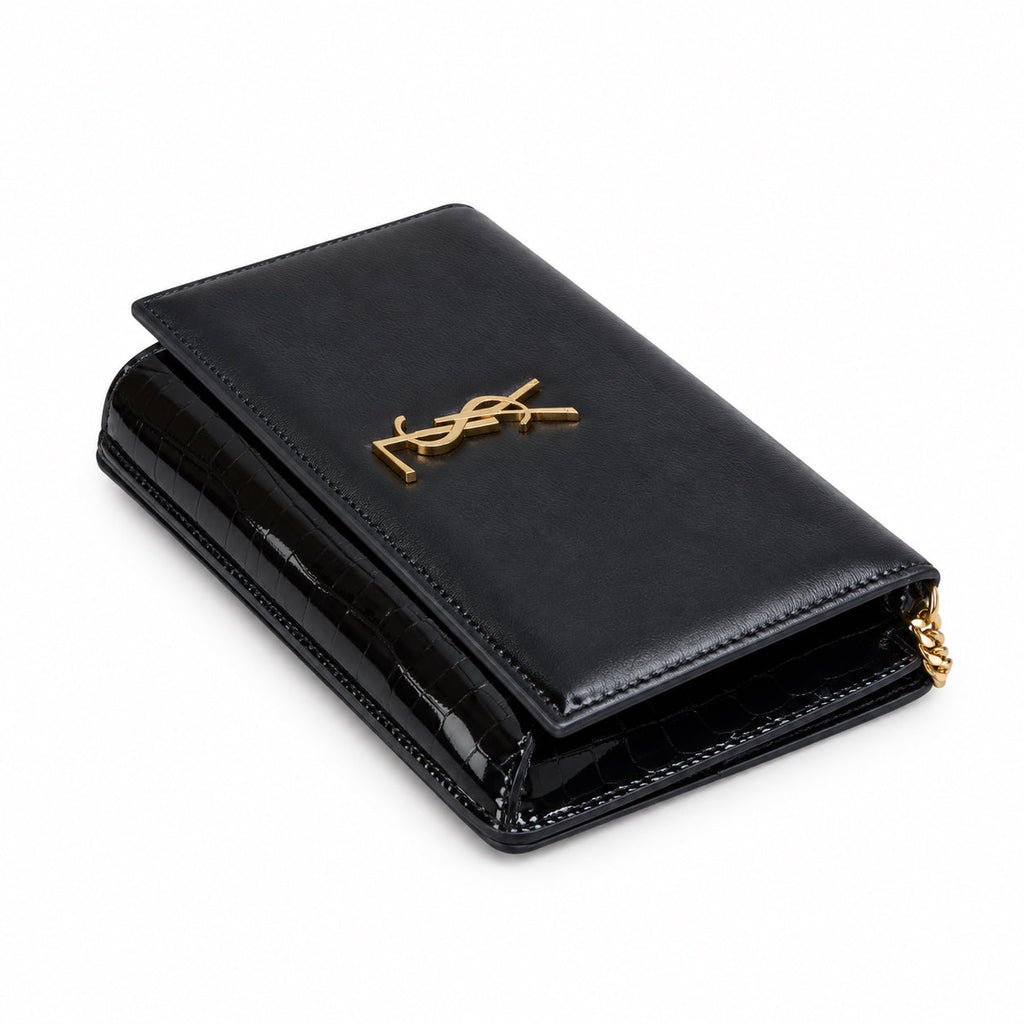 Saint Laurent Manhattan Chain Wallet Bag in Black