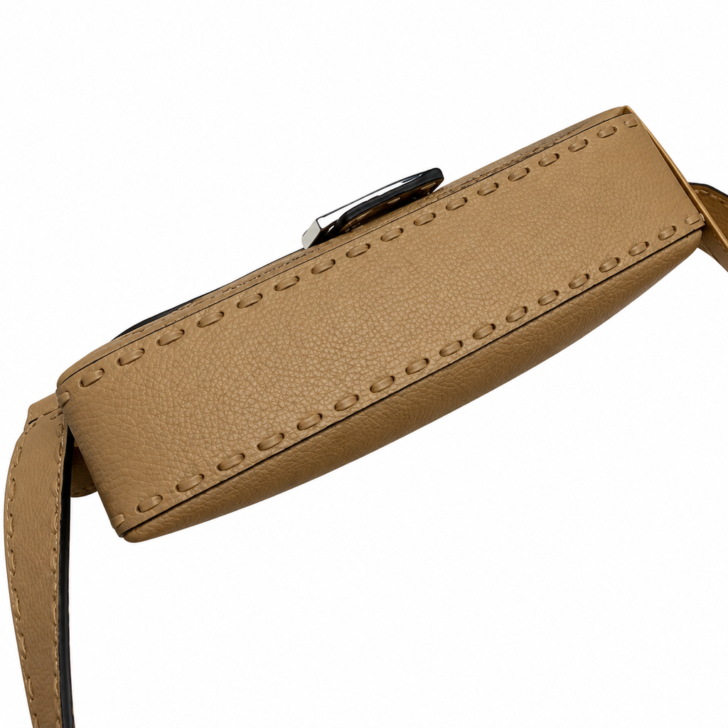 Fendi FF Shoulder Bag – Jacquard Canvas & Leather Trim, Flap Closure, 26cm