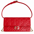 Fendi FF Small Shoulder Bag – Jacquard Canvas & Leather Trim, Flap Closure, 21cm