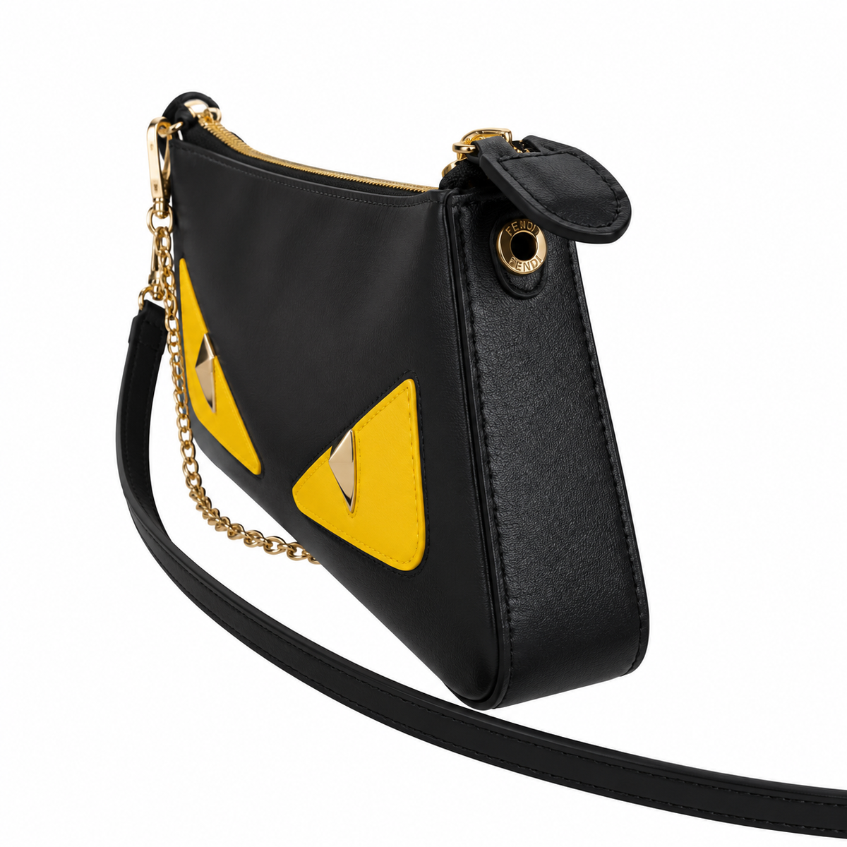 Fendi FF Slim Crossbody Bag – FF Jacquard Canvas & Leather Trim, Magnetic Flap, 20cm