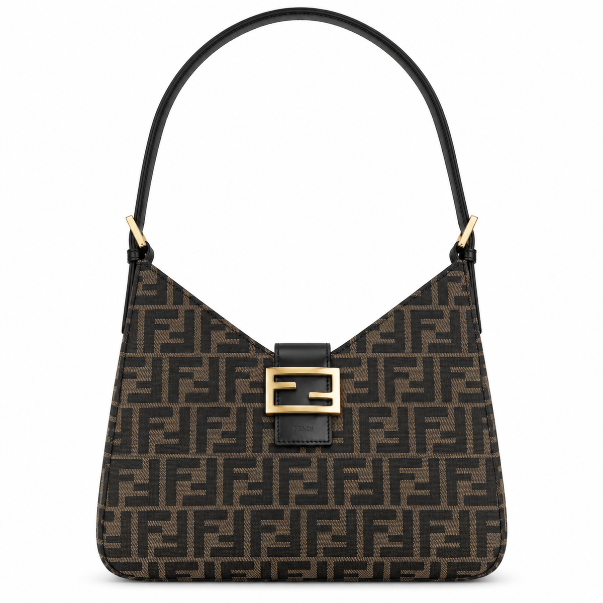 Fendi FF Shoulder Bag – Jacquard Canvas & Leather Trim, Flap Closure, 29cm