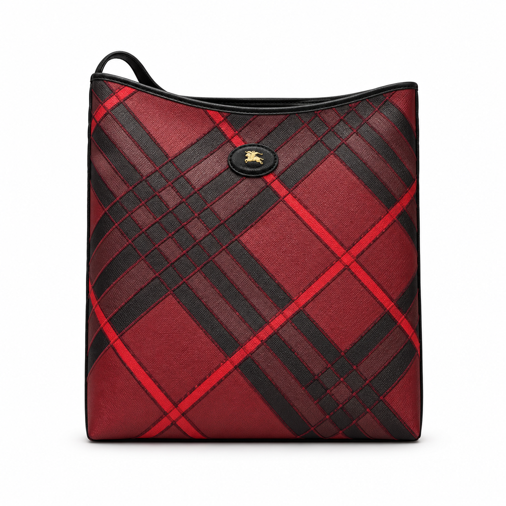 Burberry Crimson Check Equestrian Tote