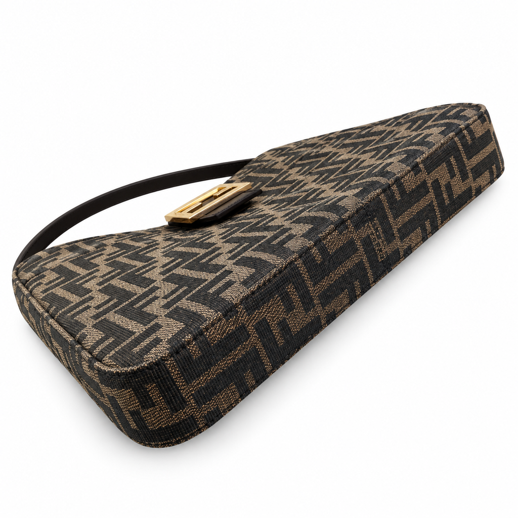 Fendi FF Shoulder Bag – Jacquard Canvas & Leather Trim, Flap Closure, 29cm